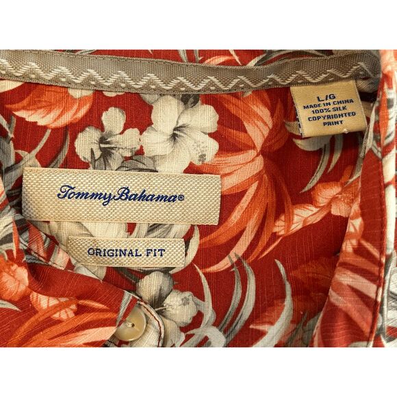 Tommy Bahama 100% Silk Hawaiian Camp Shirts Lot of Three, Red/Blue, Size L, EUC - Picture 7 of 8